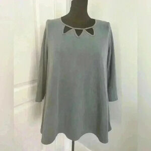 Paisley‎ Grace Women’s Medium Grey Jersey Knit CutOut Neck Swing Tunic Top